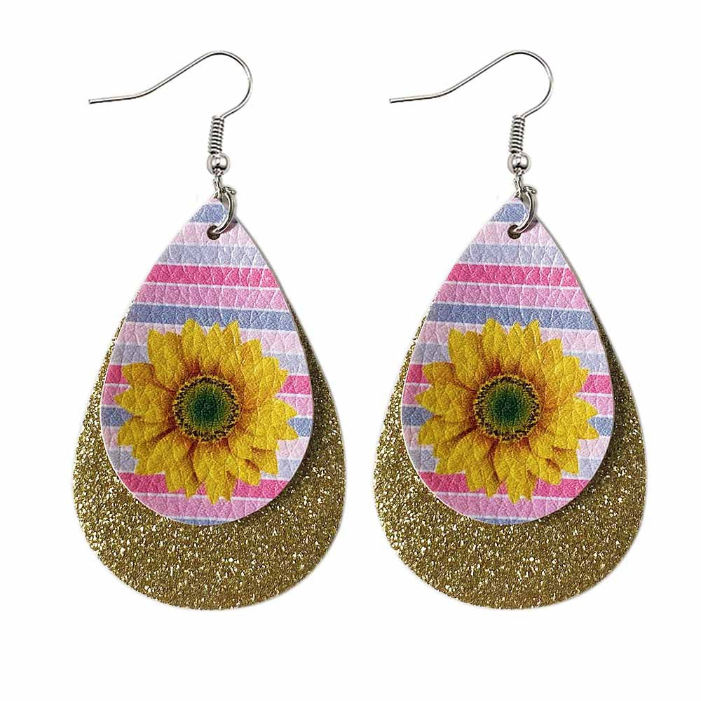 Joyas al por mayor Pendientes de cuero en forma de lágrima de Pascua