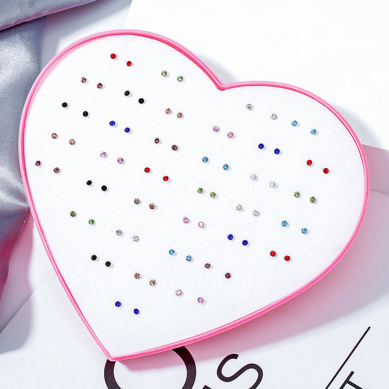 Wholesale 36 Pairs/Box Heart Star Plastic Ear Studs Set
