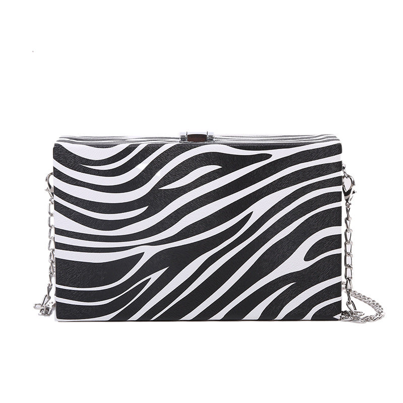 Wholesale PU Cow Pattern Chain Shoulder Messenger Box Bag