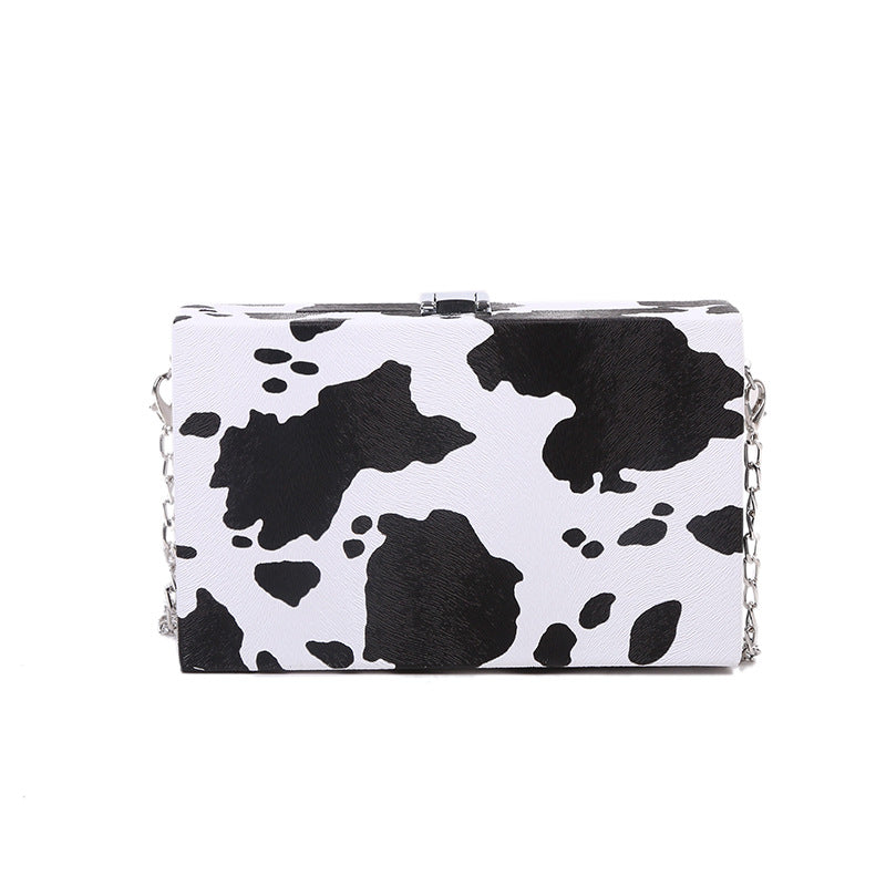 Wholesale PU Cow Pattern Chain Shoulder Messenger Box Bag