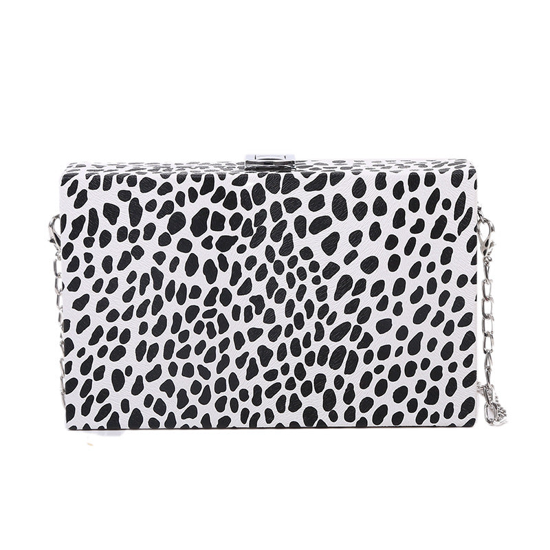Wholesale PU Cow Pattern Chain Shoulder Messenger Box Bag