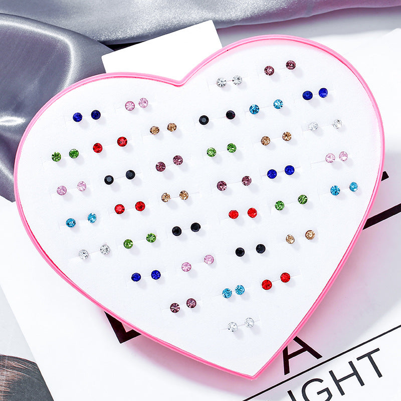 Wholesale 36 Pairs/Box Plastic Flower Ear Studs Set