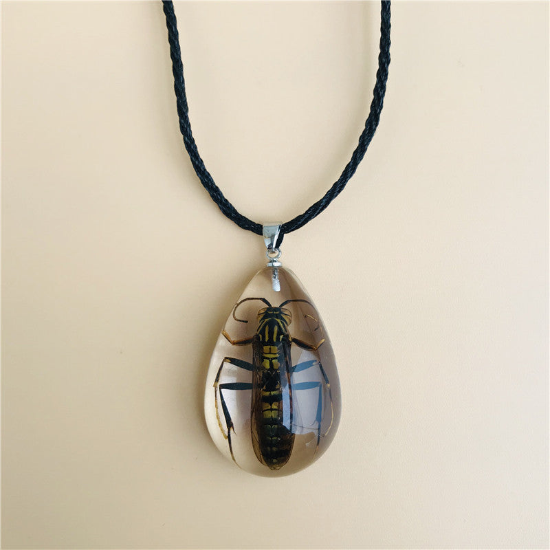 Wholesale 6pcs/pack Transparent Insect Resin Necklace