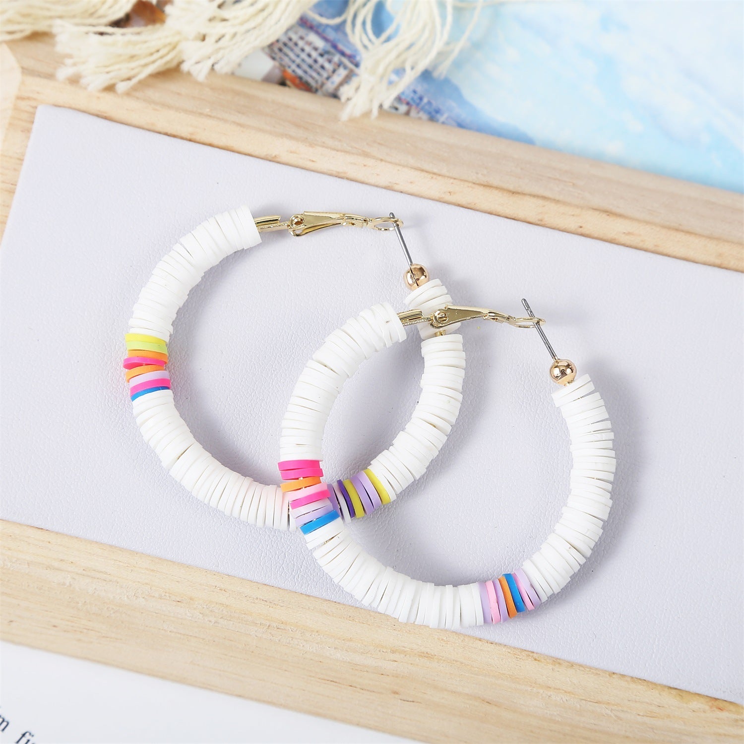 Pendientes de aro de aleación policromada bohemio al por mayor