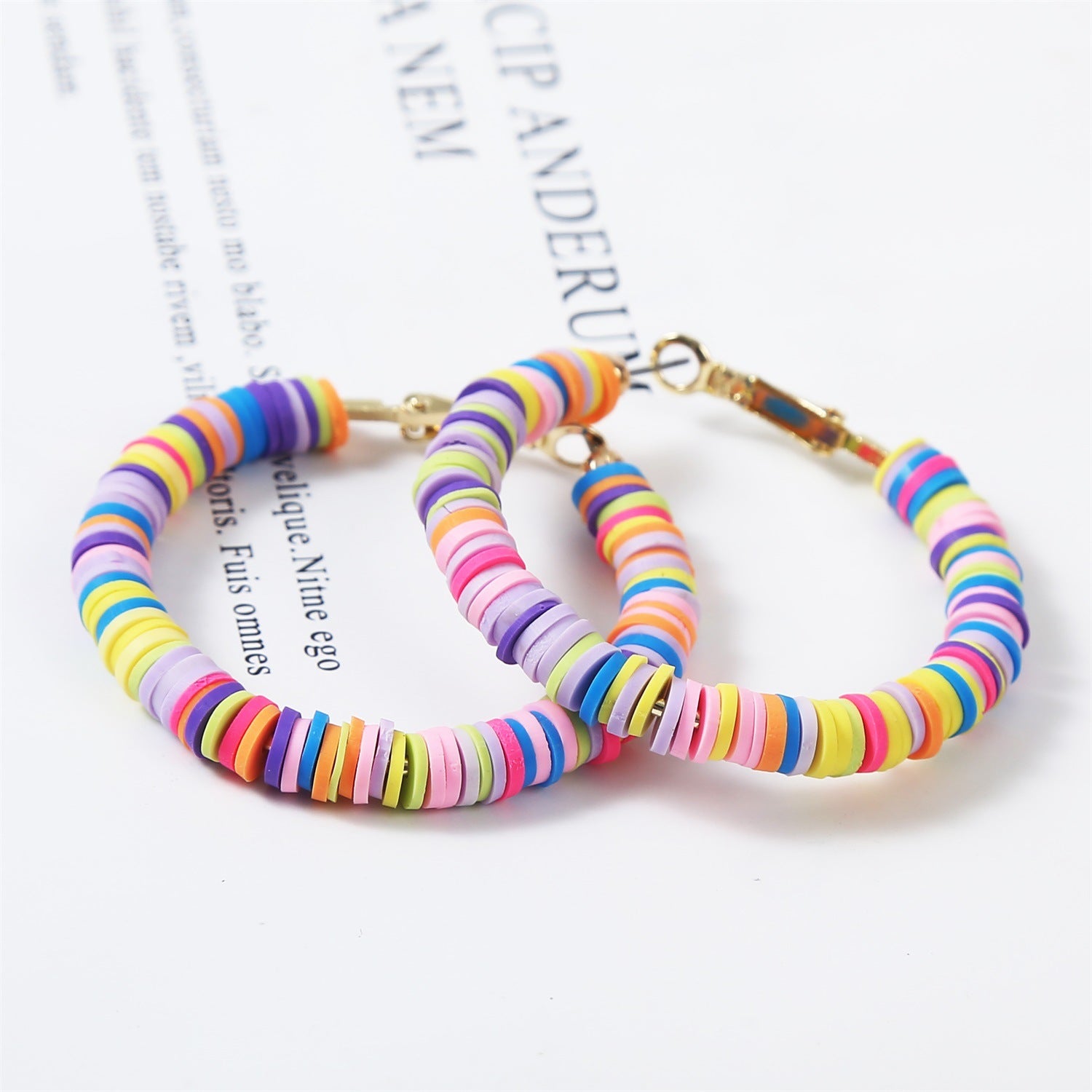 Pendientes de aro de aleación policromada bohemio al por mayor