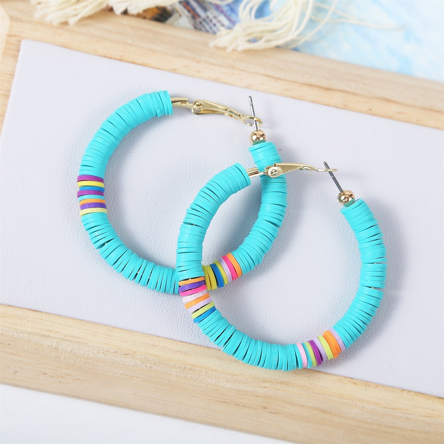 Pendientes de aro de aleación policromada bohemio al por mayor