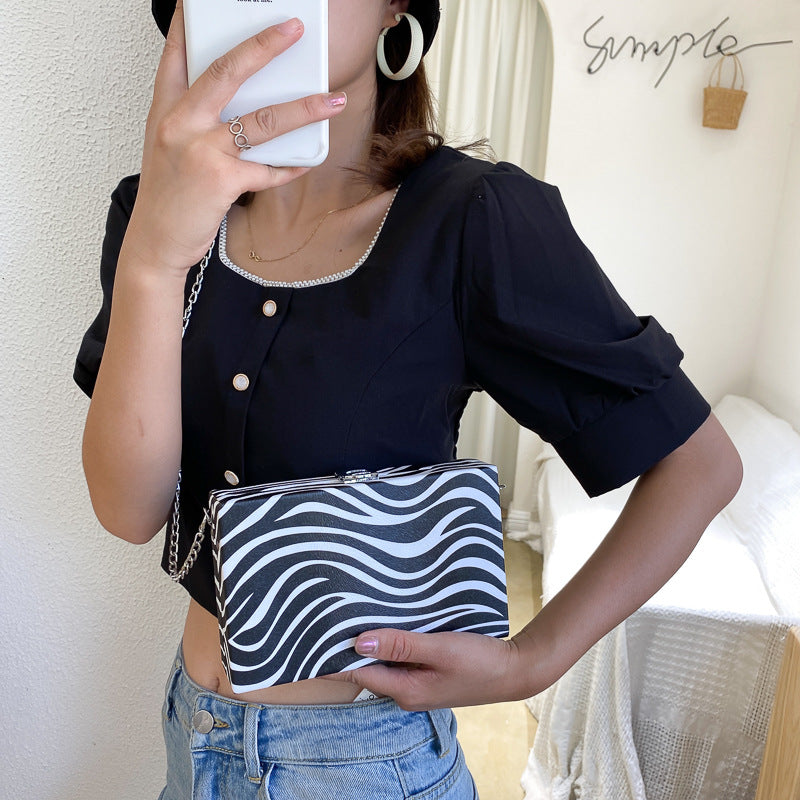 Wholesale PU Cow Pattern Chain Shoulder Messenger Box Bag