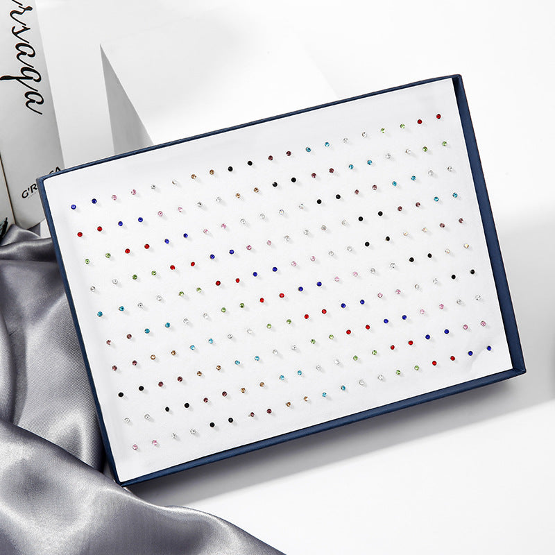 Venta al por mayor 100 pares/caja de pendientes de diamantes de imitación