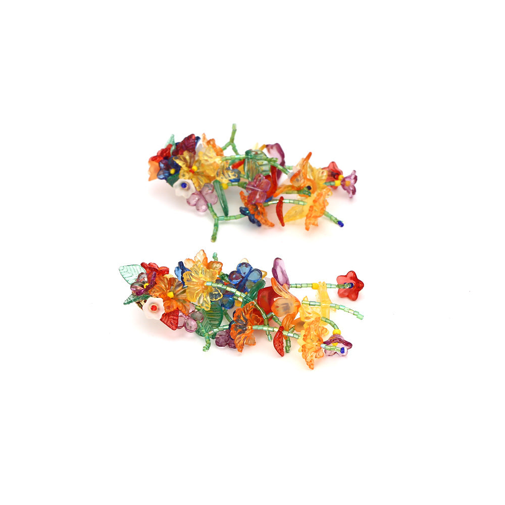 Wholesale Personality Handwoven Flower Tassel Earrings Alloy