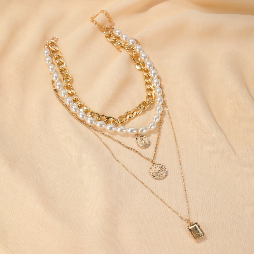 Wholesale Alloy Multi-layer Pearl Necklace