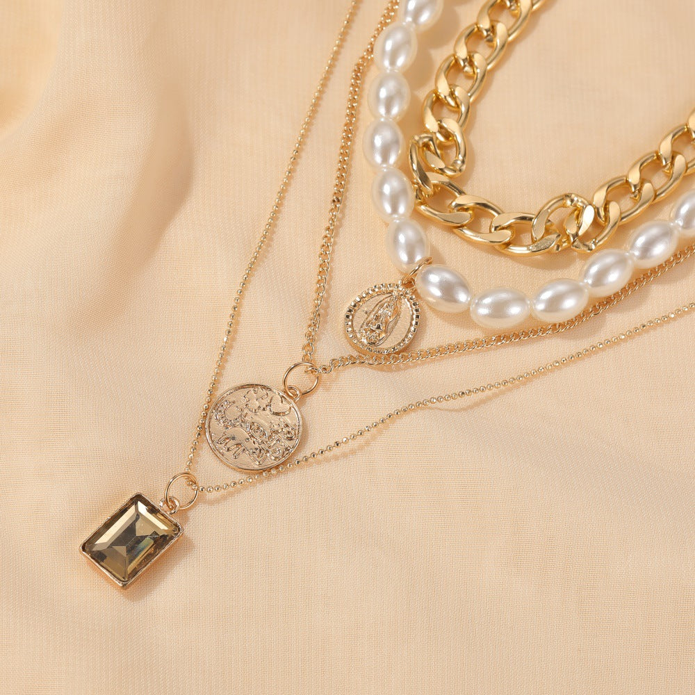 Wholesale Alloy Multi-layer Pearl Necklace