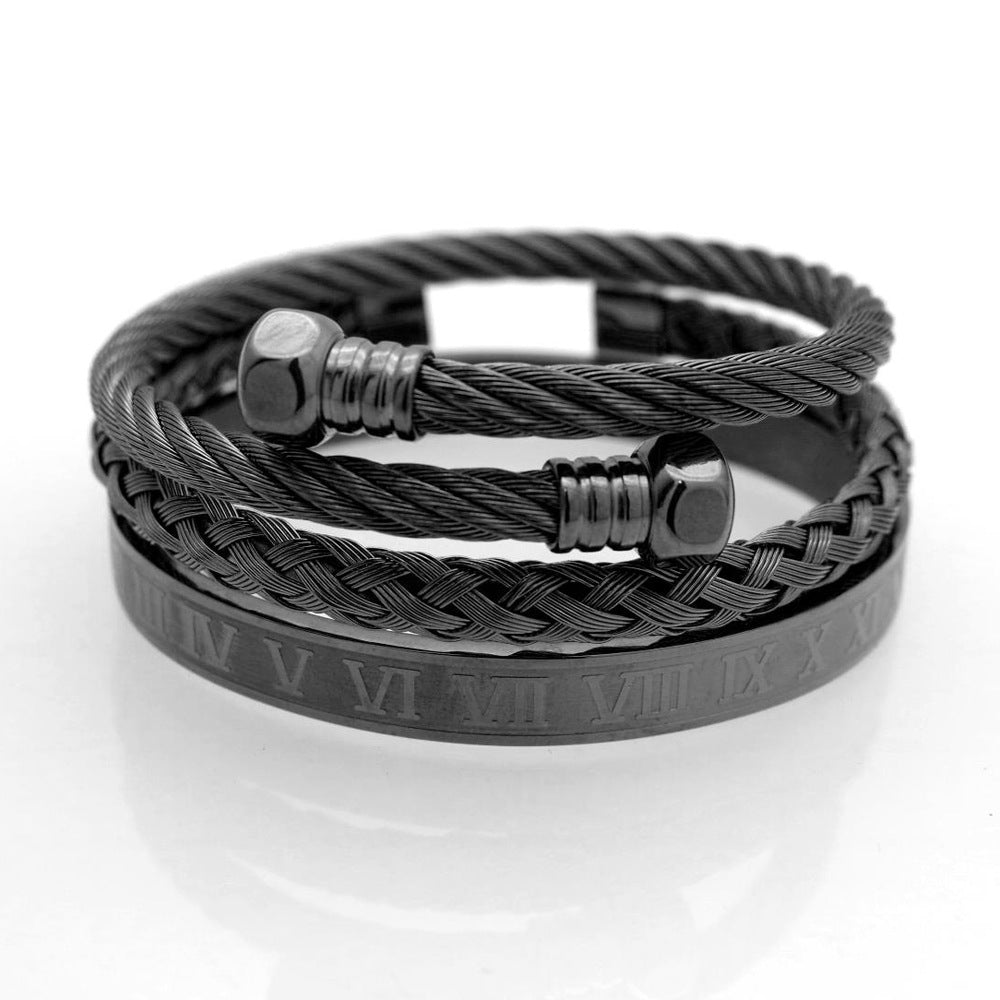 Wholesale Stainless Steel Hex Roman Numeral Bracelet