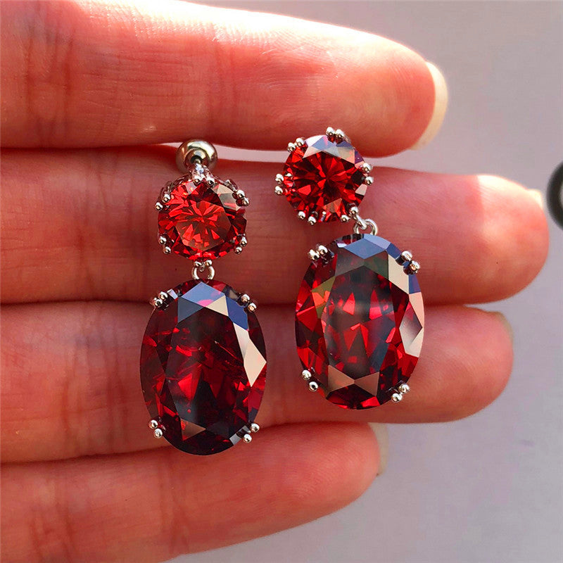 Wholesale Large Zircon Copper Earrings