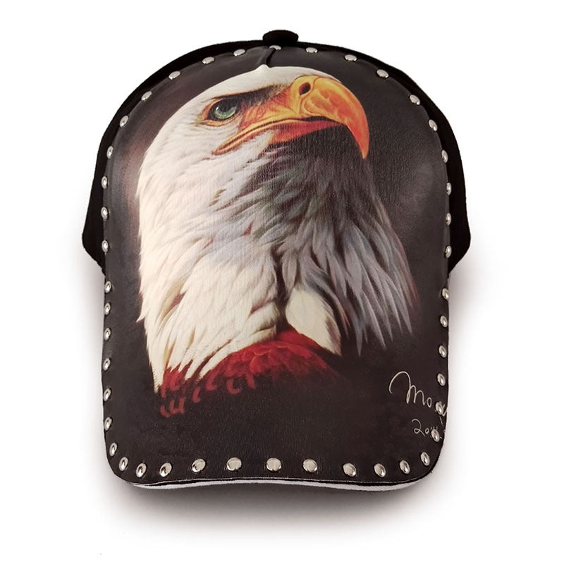 Wholesale Cotton Rivet Eagle 3D Printing Peaked Cap