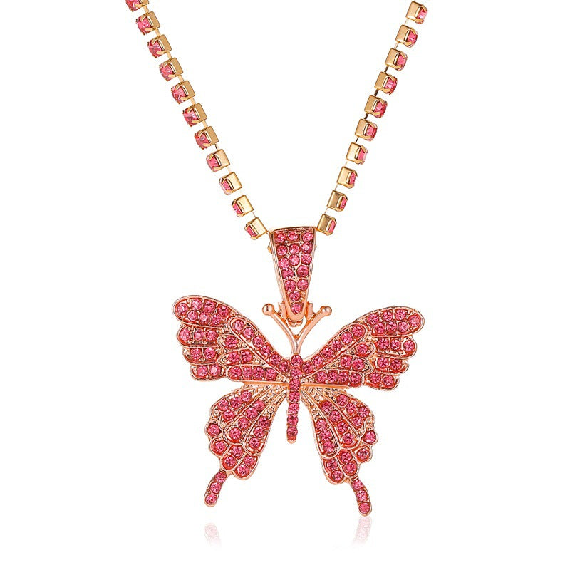 Wholesale Alloy Rhinestone Butterfly Pendant Necklace