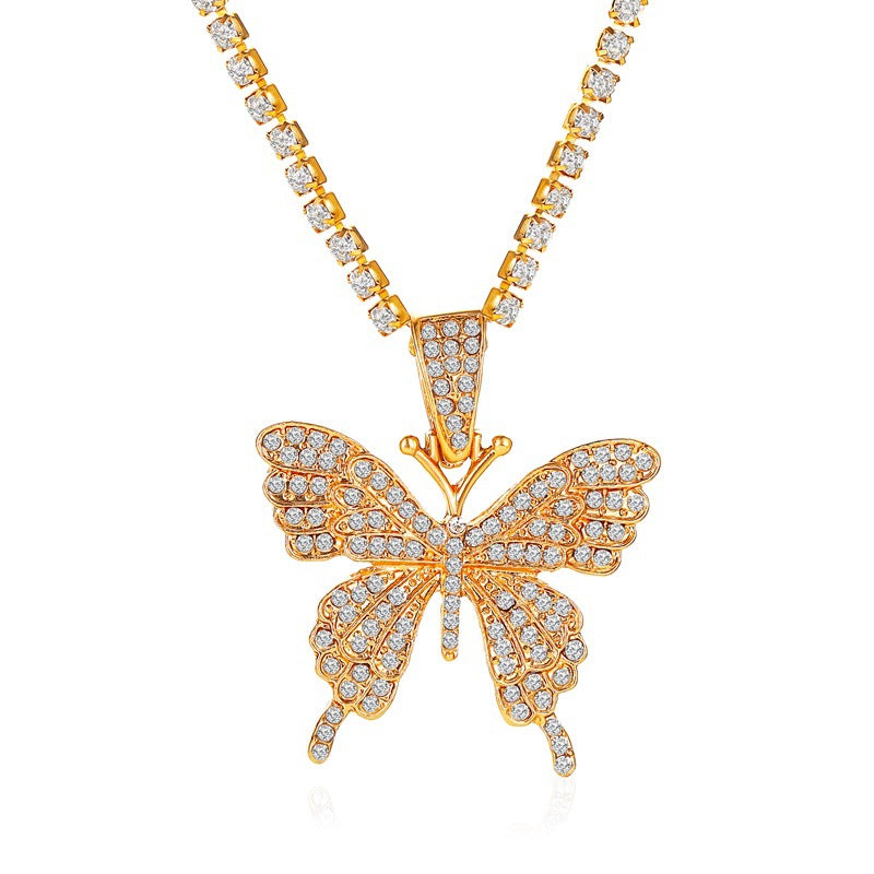 Wholesale Alloy Rhinestone Butterfly Pendant Necklace