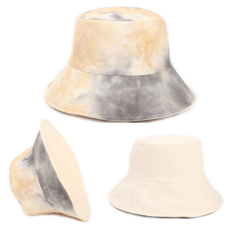 Sombrero de pescador de doble cara teñido con corbata de algodón y lino al por mayor