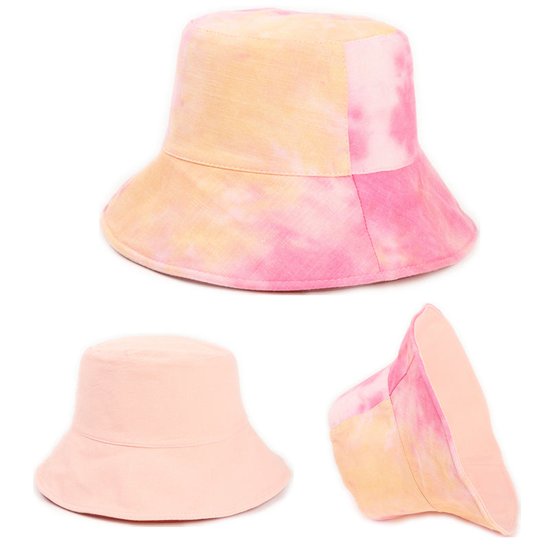 Sombrero de pescador de doble cara teñido con corbata de algodón y lino al por mayor