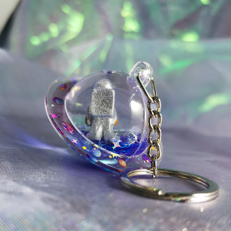 Wholesale Plastic Liquid Quicksand Astronaut Keychain