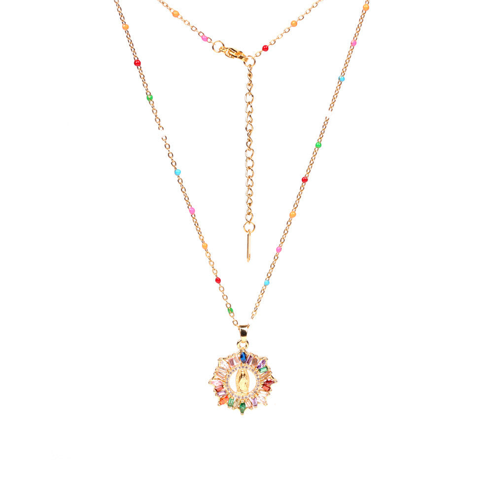 Collar creativo colorido hueco redondo de acero inoxidable al por mayor