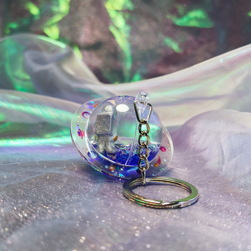 Wholesale Plastic Liquid Quicksand Astronaut Keychain