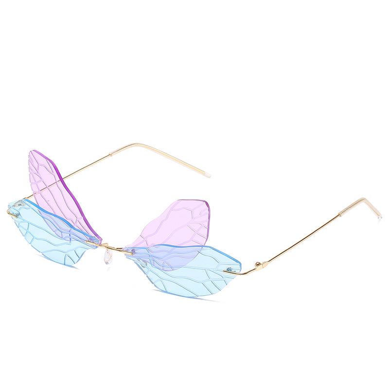 Wholesale Retro Dragonfly Steampunk Frameless Sunglasses AC