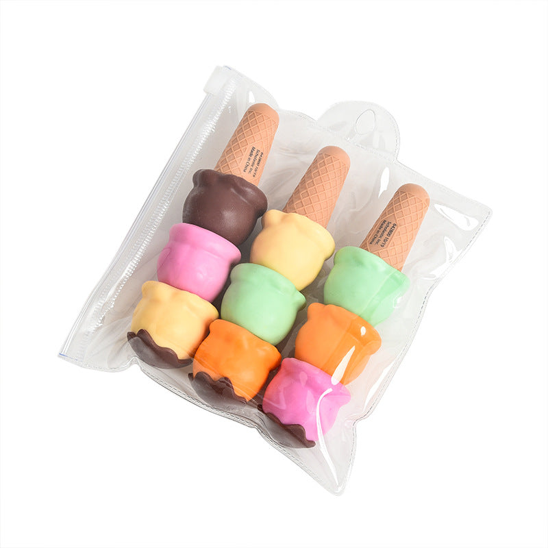 Wholesale Plastic Building Block Assembly Ice Cream 5-color Fluorescent Pen