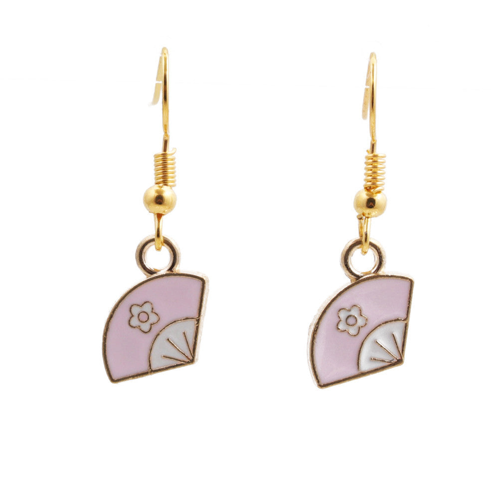 Wholesale Japanese Geisha Fan Alloy Earrings