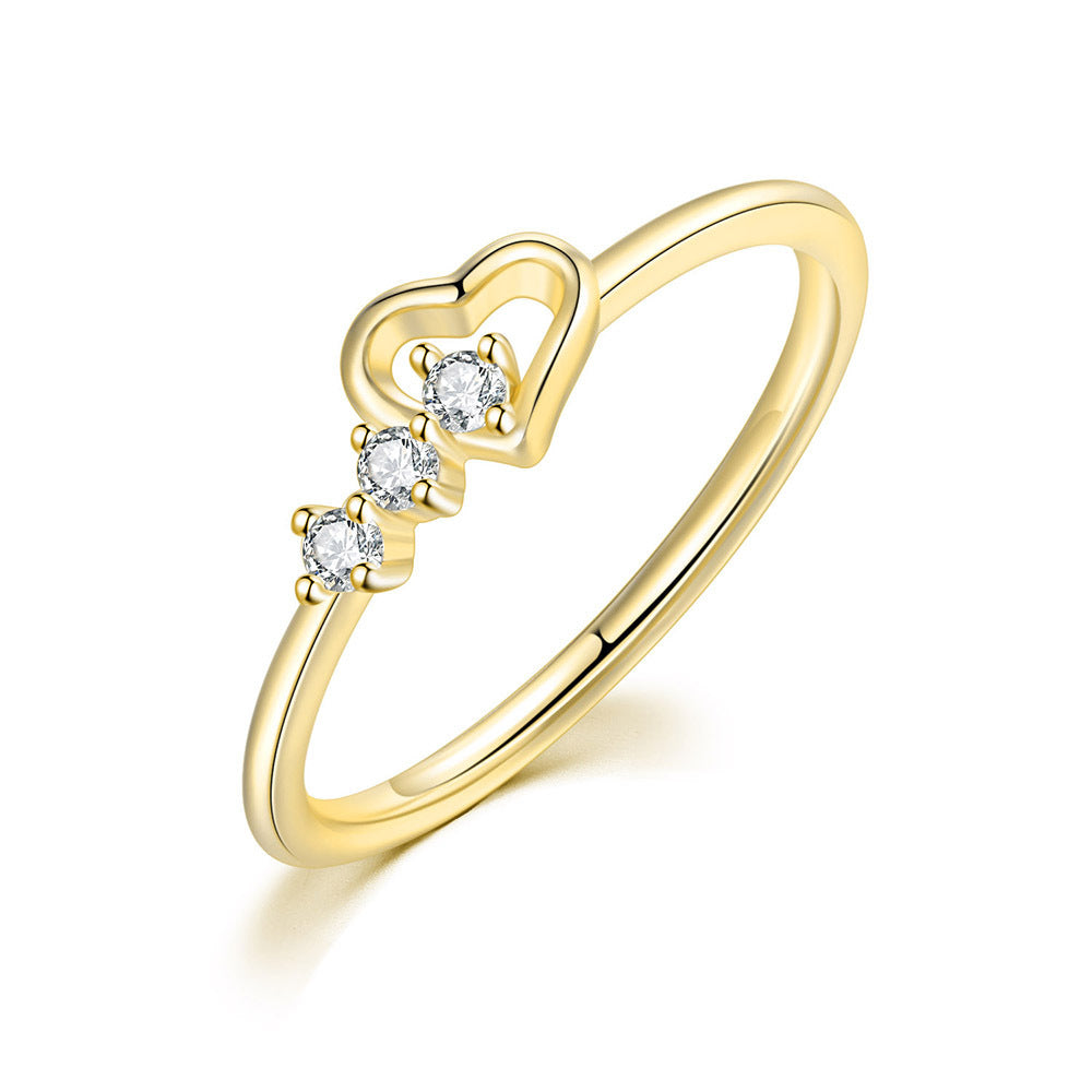 Wholesale Small Diamond Hearts Gold Plated Copper Rings