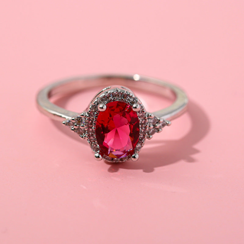 Wholesale Red Zircon Copper with Diamonds Copper Rings