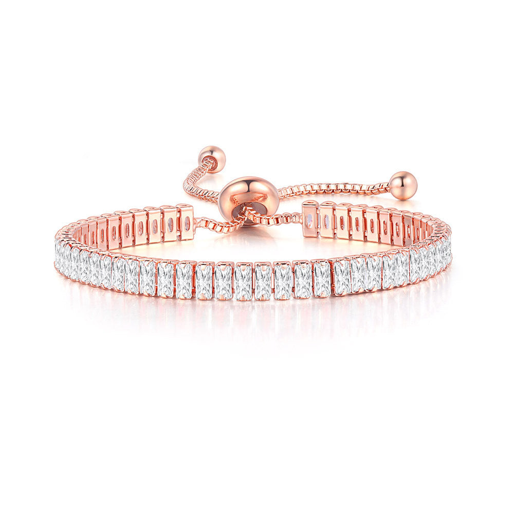 Wholesale Copper Rectangular Zircon Adjustable Bracelet