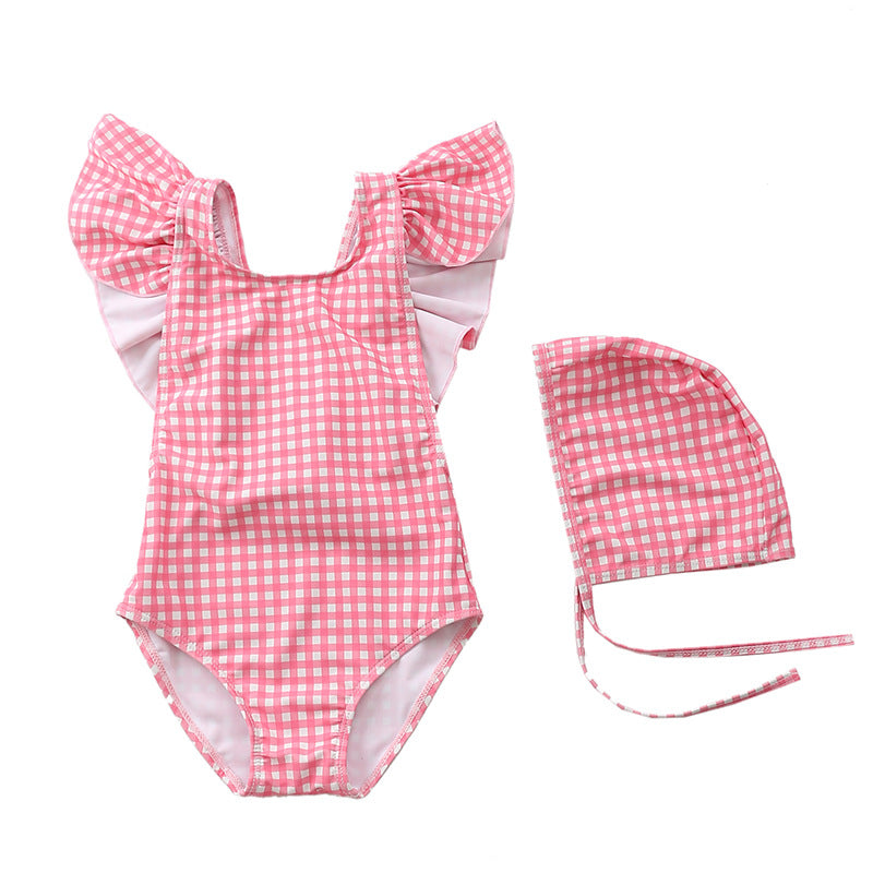 Wholesale Kids Striped One-Piece Polyester Swimwear