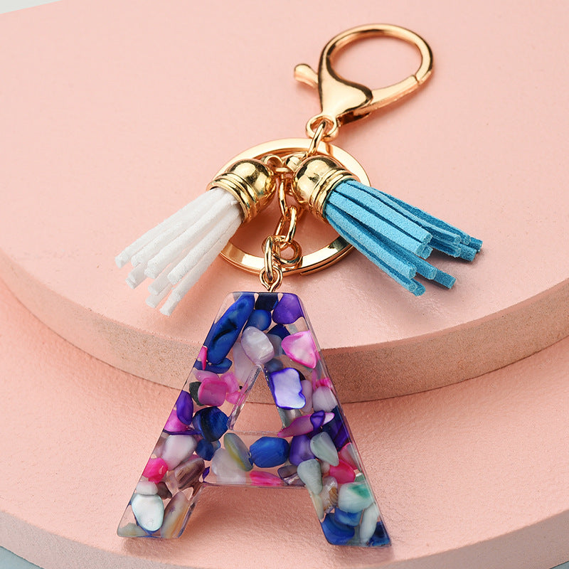 Wholesale Acrylic Alphabet Tassel Keychain