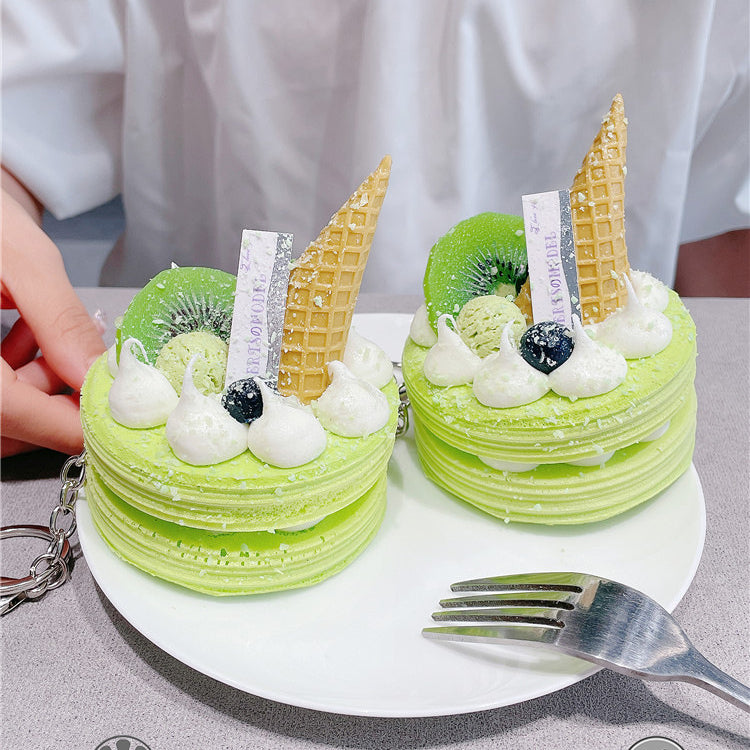 Wholesale Pvc Imitation Matcha Cake Creative Keychain
