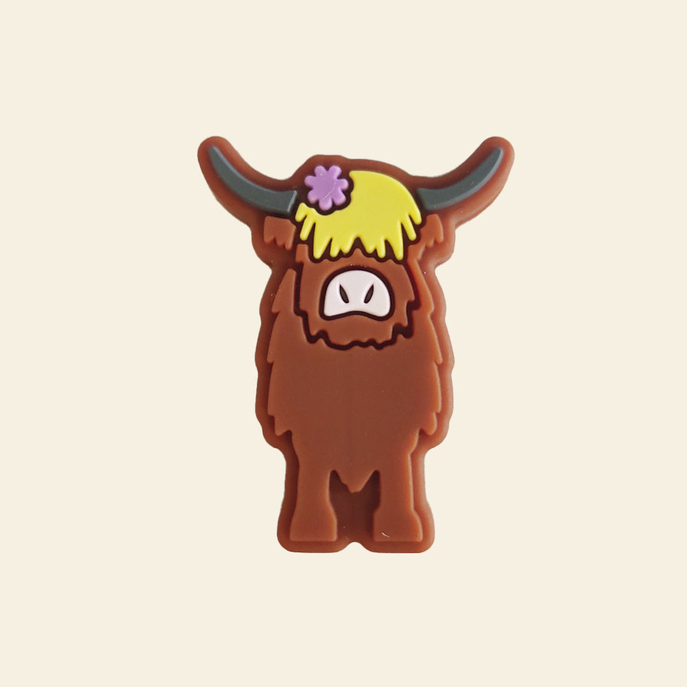 Wholesale 10pcs Cartoon West Highland Cow Silicone Focal Beads