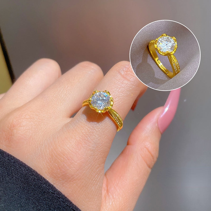 Wholesale Real Gold Plating Zircon Super Flash Brass Rings