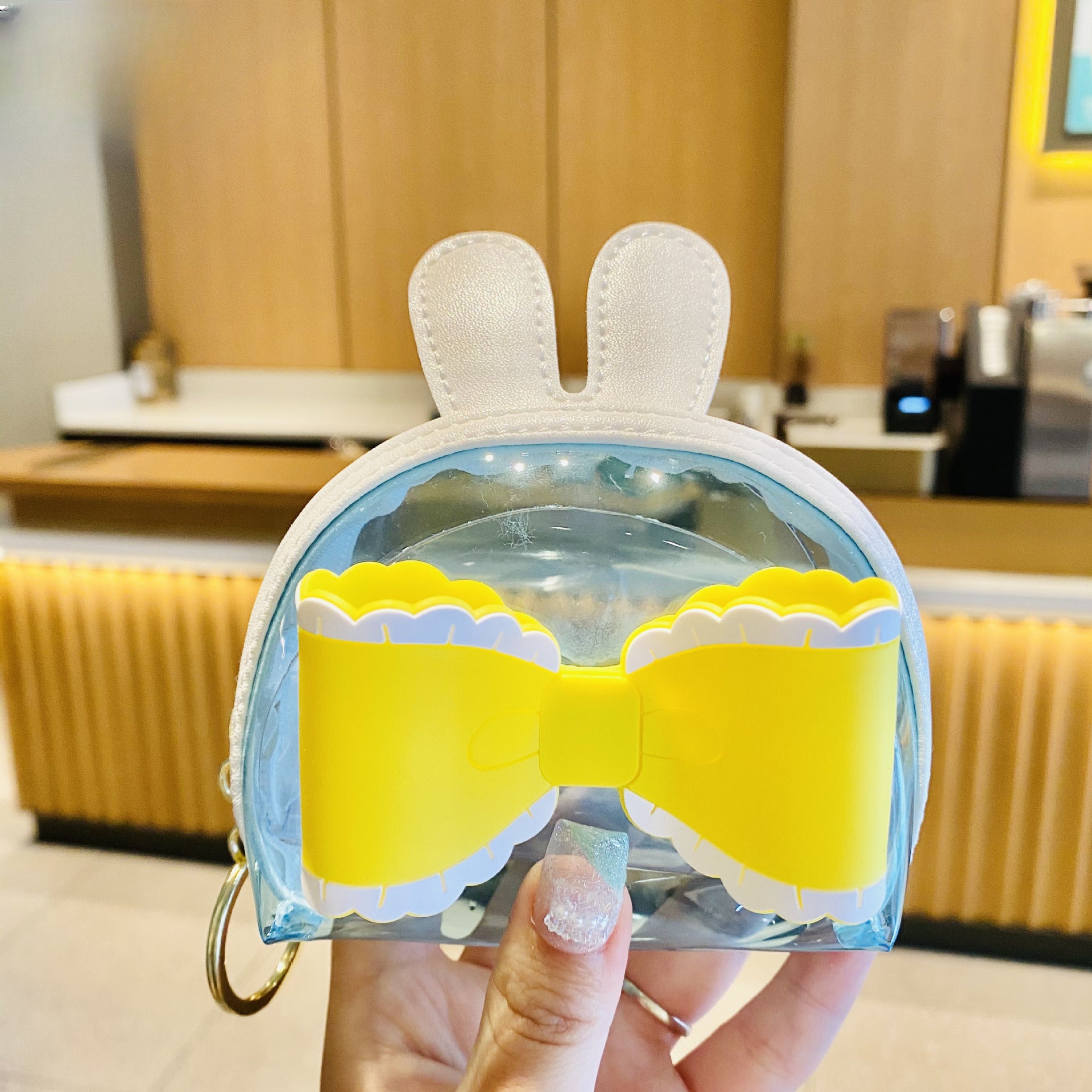 Color al por mayor Transparente Big Bow Coin Coin Purse Keychain