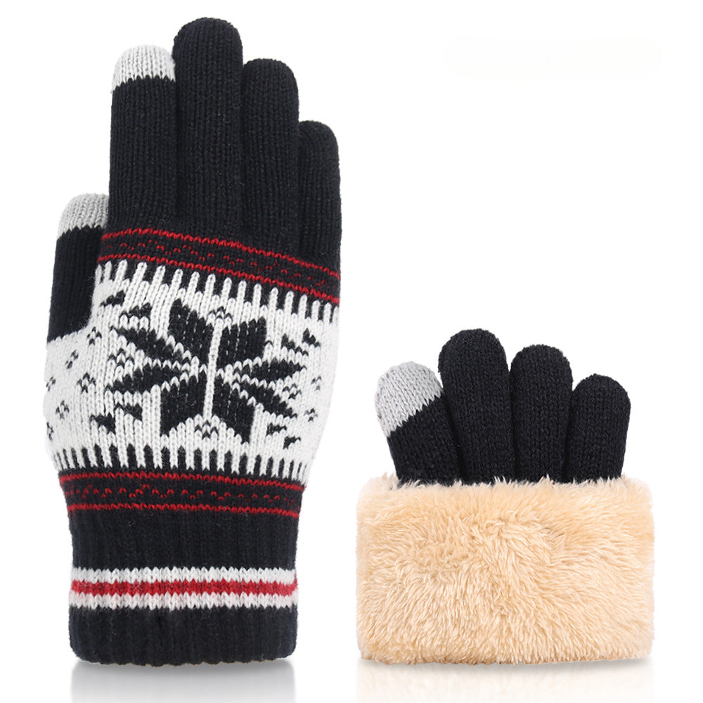 Wholesale New Knitted Wool Snowflake Touchscreen Gloves