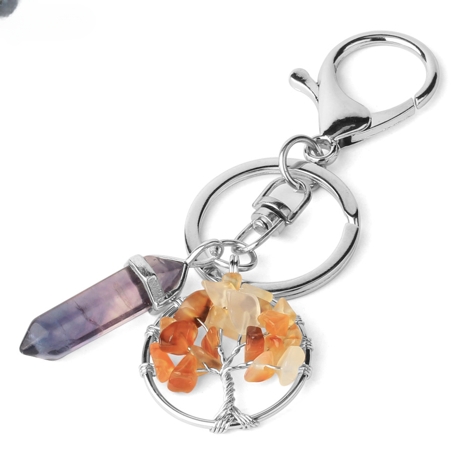 Wholesale Natural Stone Crystal Tree of Life Keychain