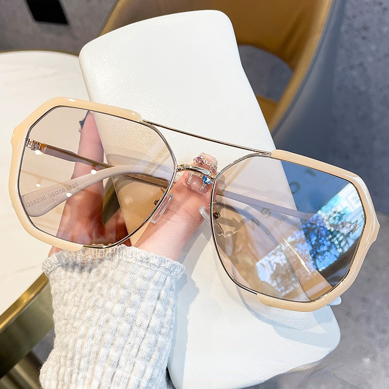 Wholesale PC Double Beam Polygonal Large Frame Sunglasses