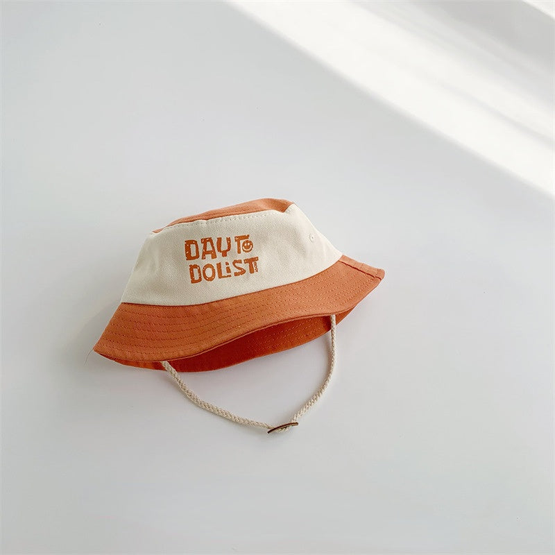 Venta al por mayor algodón Colorblock alfabeto impresión niños cubo sombrero