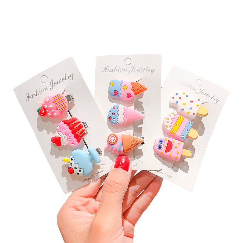 Wholesale Cream Ice Cream Kids Hair Clips