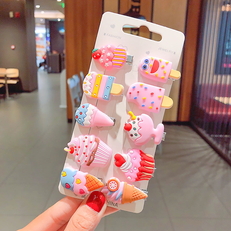 Wholesale Cream Ice Cream Kids Hair Clips