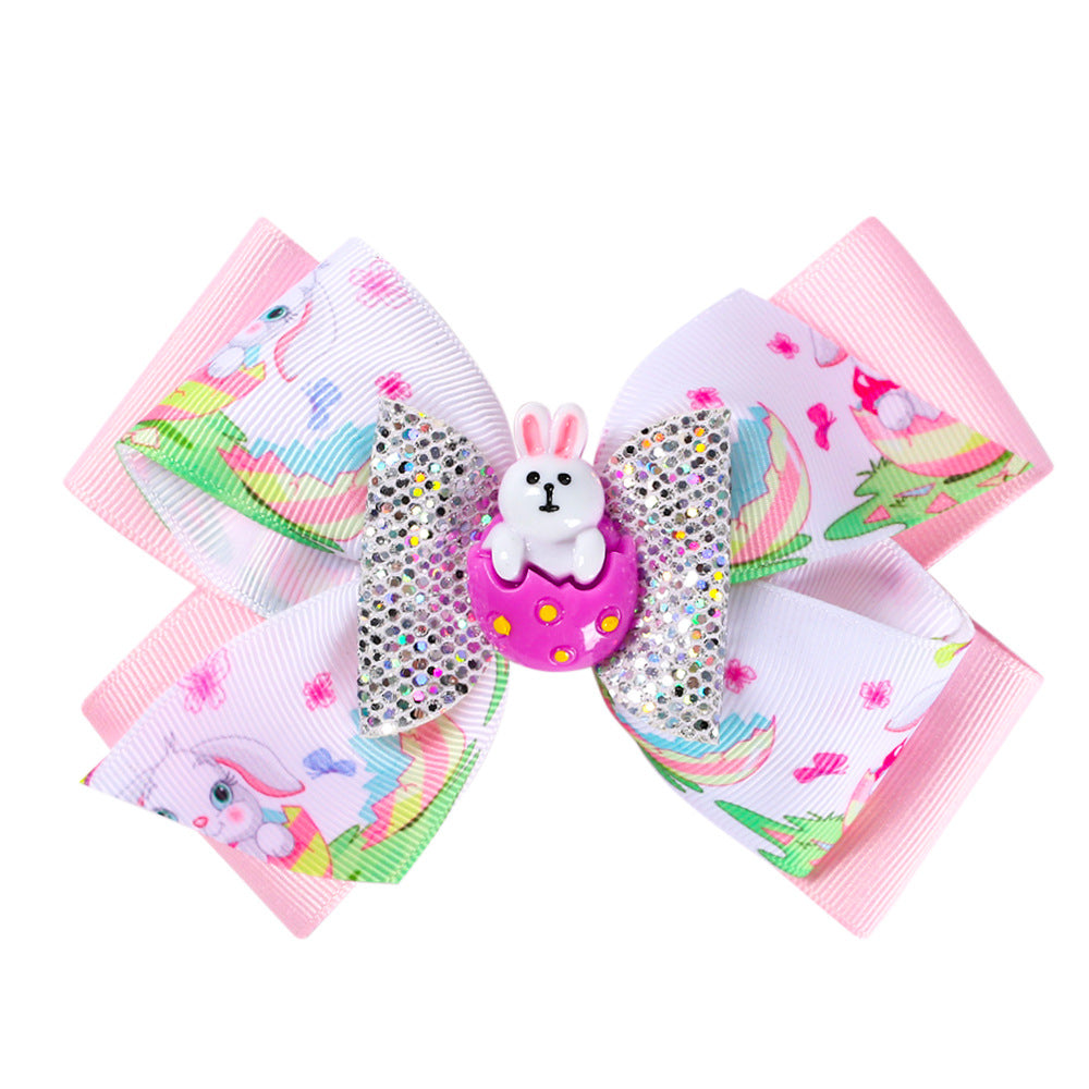 Wholesale Easter Cute Bows Cloth Hair Clips