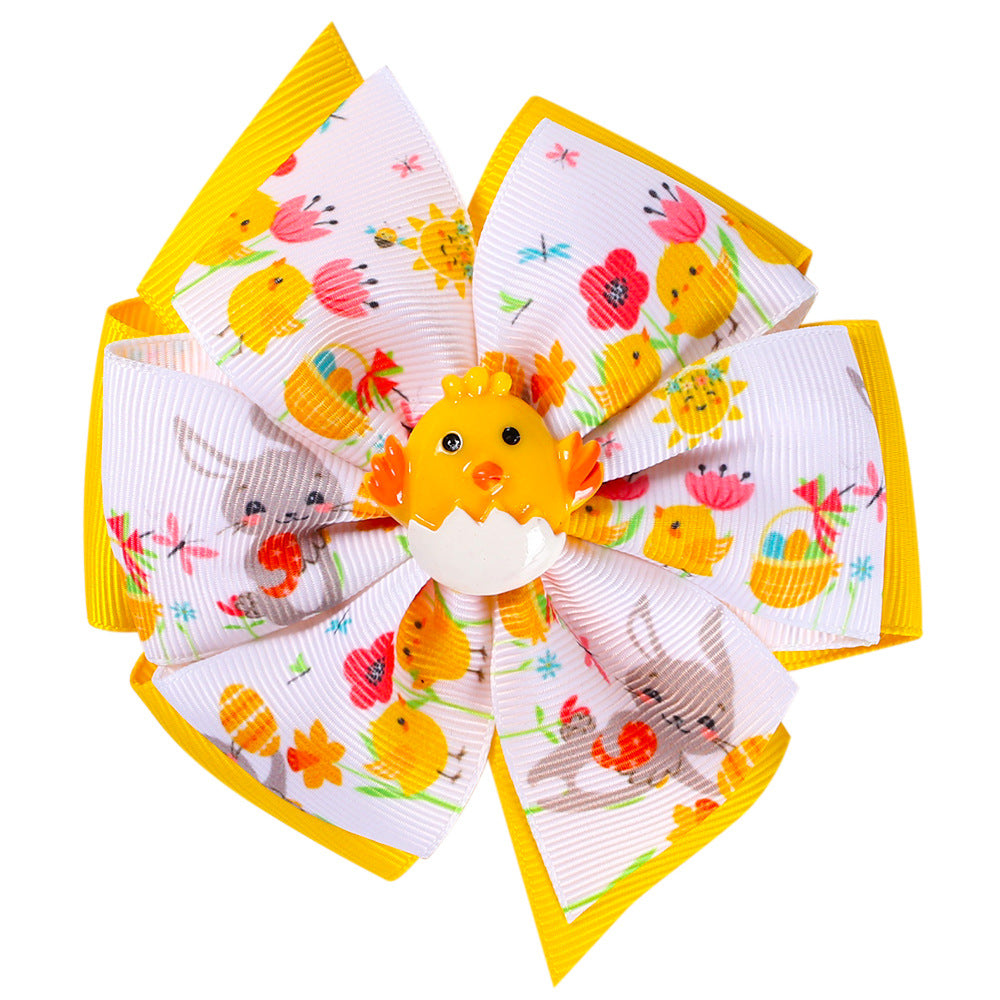 Wholesale Easter Cute Bows Cloth Hair Clips