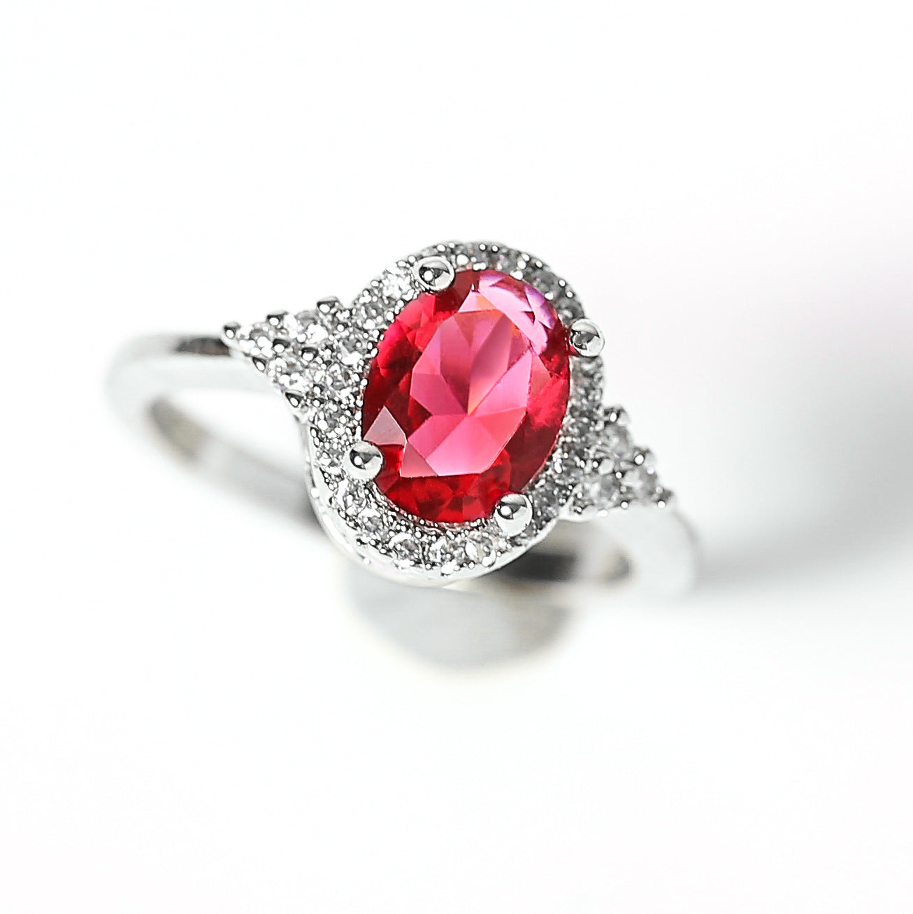 Wholesale Red Zircon Copper with Diamonds Copper Rings