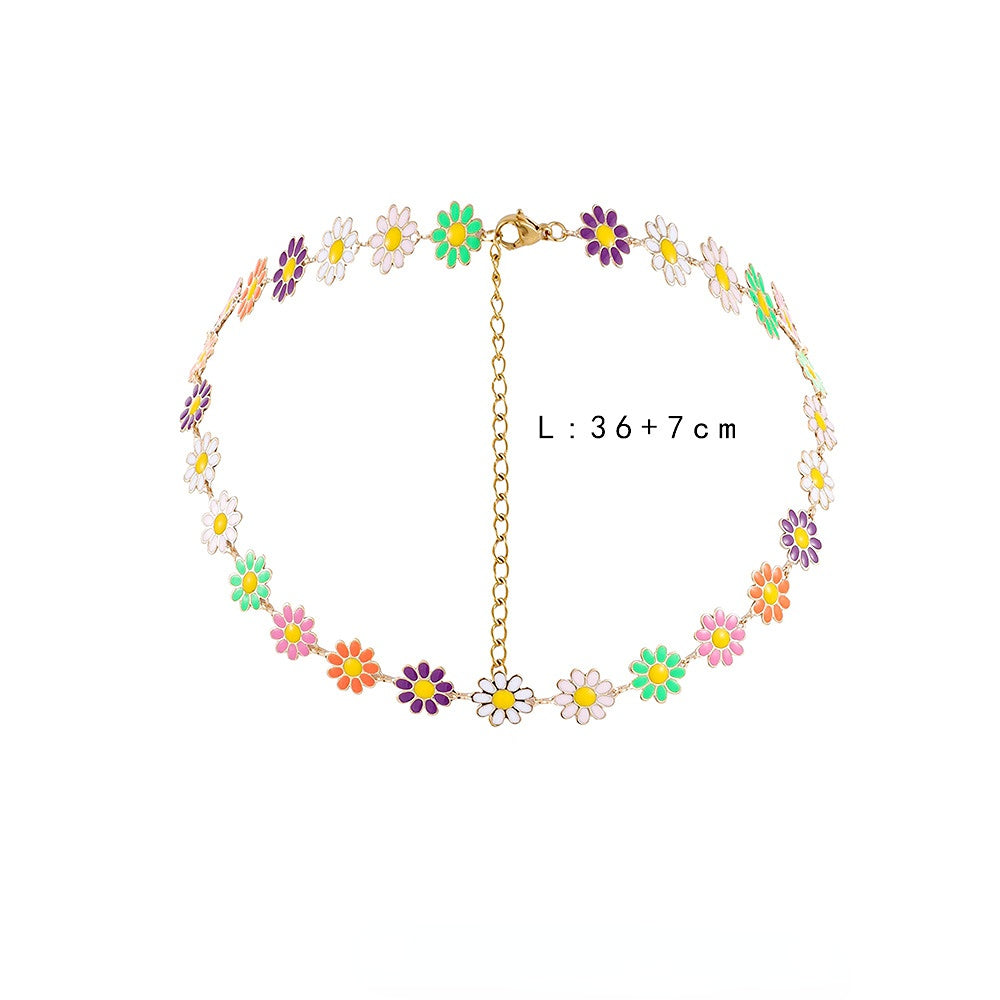 Wholesale Alloy Small Daisy Flower Clavicle Necklace