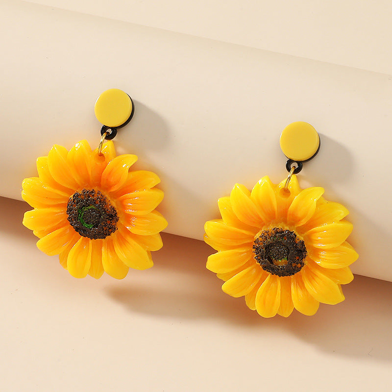 Wholesale Vintage Sunflower Resin Earrings