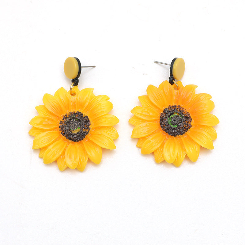 Wholesale Vintage Sunflower Resin Earrings