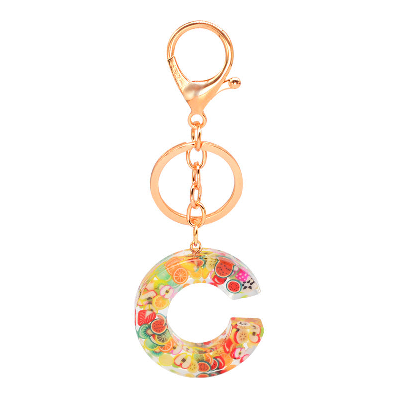 Wholesale English Alphabet Fruit Series AB Epoxy Keychain